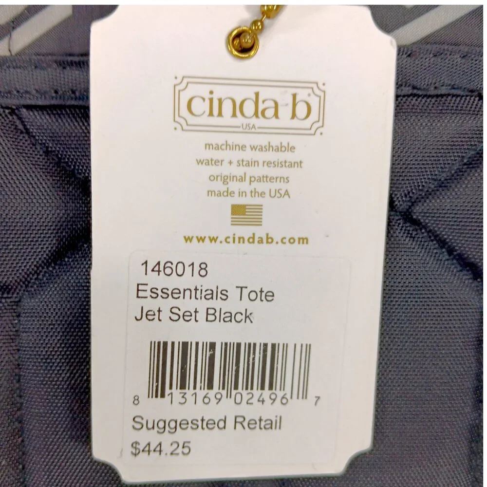 CINDA B-Jet Set Black Essentials Tote-Purse-Shoulder Bag-Quilted Pattern - Picture 12 of 12